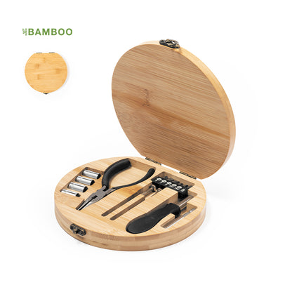 Kit de ferramentas caixa bambu